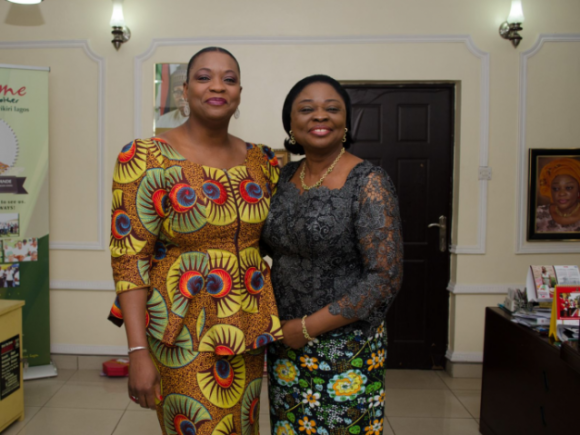 HON. LOLA AKANDE LAGOS STATE COMMISSIONER FOR WOMEN AFFAIRS & POVERTY ALLEVIATION & TOUN OKEWALE SONAIYA DURING A VISIT TO THE MINISTRY.