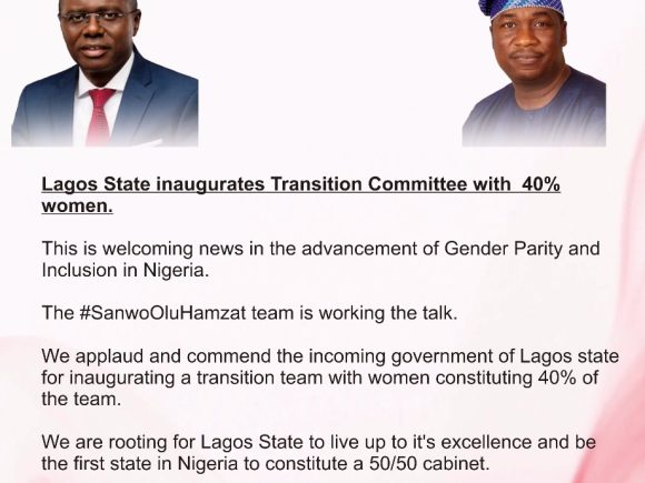 Lagos State Inaugurates Transition Committee with 40% Women