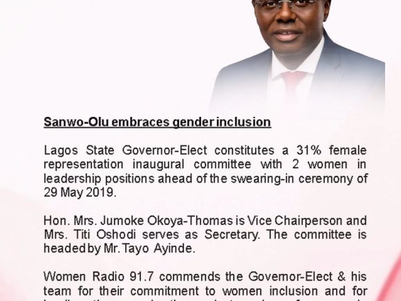 Sanwo-Olu embraces gender inclusion