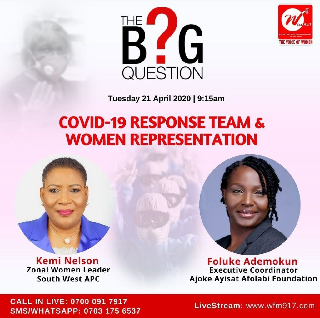 The Big Question: “COVID-19 Response Team & Women Representation”