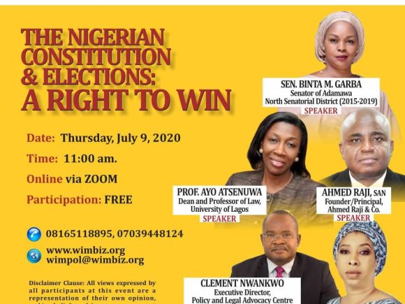 WOMEN IN POLITICS WEBINAR: THE NIGERIAN CONSTITUTION & ELECTIONS: A RIGHT TO WIN