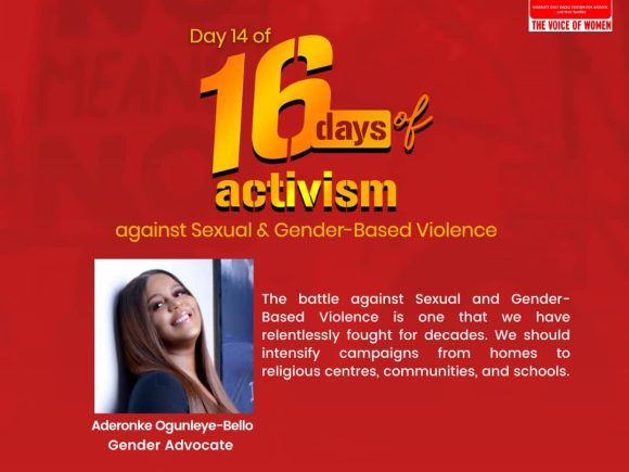 Day 14 of 16 Days of Activism – Against Sexual and Gender-Based Violence