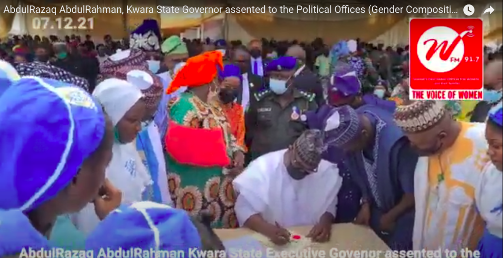 AbdulRazaq AbdulRahman, Kwara State Governor assented to the Political Offices (Gender Composition)