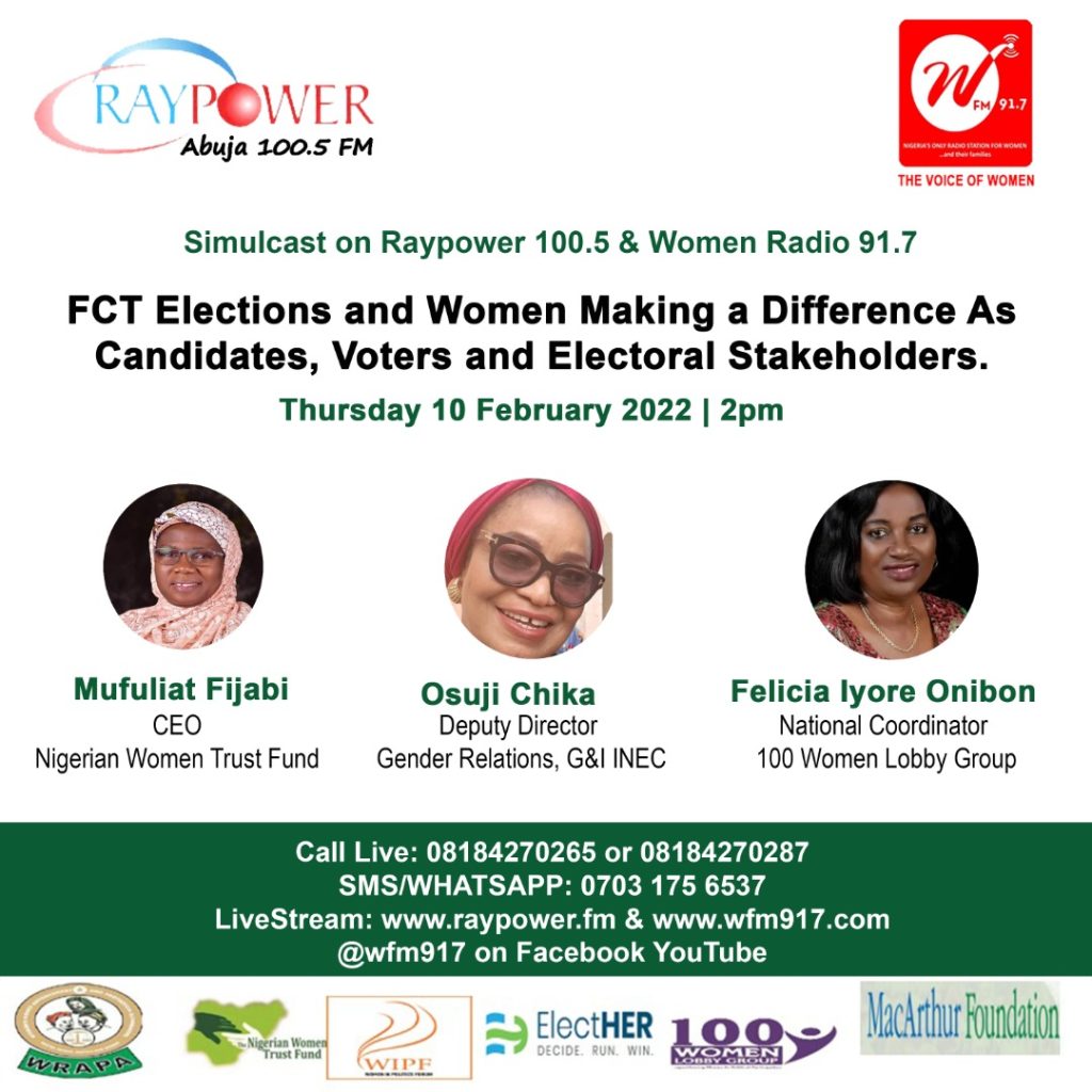 FCT Elections and Women Making a Difference As Candidates, Voters and Electoral Stakeholders