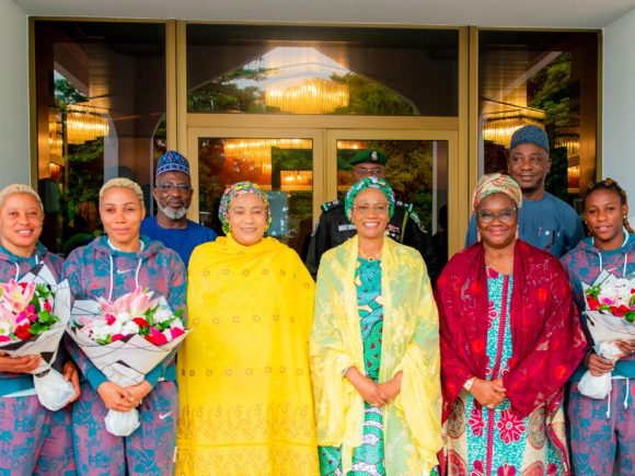 First Lady welcomes Super Falcons at State House Abuja